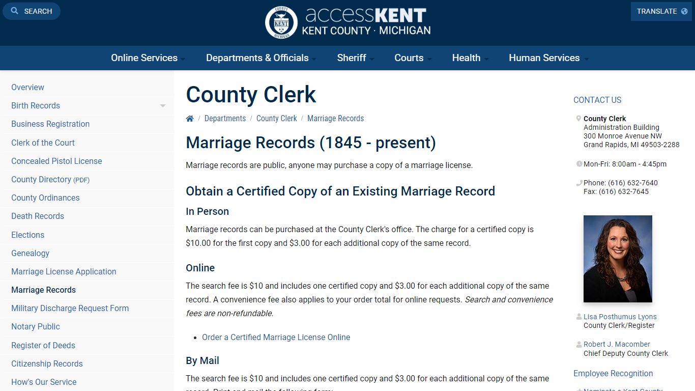 Marriage Records - Kent County, Michigan